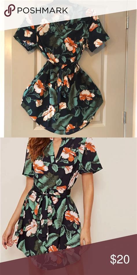 Floral Print High Low Hem Belted Dress Belted Dress Clothes Design