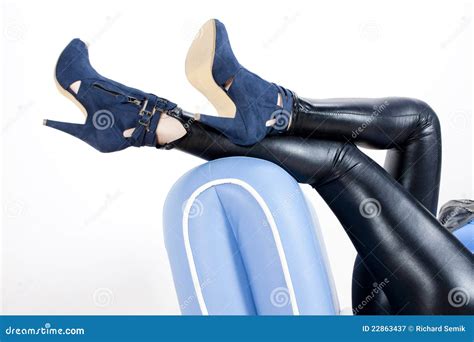 Blue Shoes Stock Image Image Of Footwear Sofa Woman 22863437