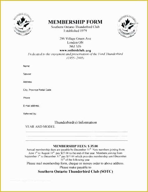 Membership Registration Form Templates Free Of Social Club Membership