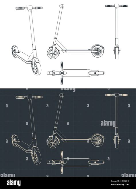 Ilustraci N Vectorial Estilizada De Planos De Scooter El Ctrico Imagen