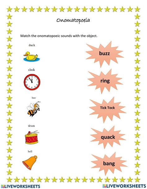 Onomatopoeia Worksheet Online Exercise For Live Worksheets