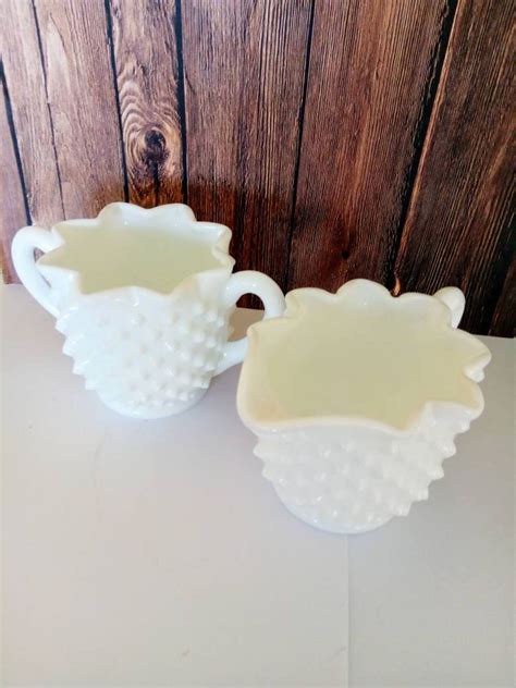 Fenton Milk Glass Sugar And Creamer Set Vintage Fenton Hobnail Etsy