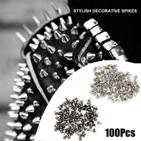 100x Punk Cone Metal Spikes Rivets Studs Screw Back For Clothing Jacket