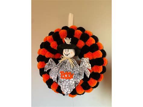 Halloween Pom Pom Wreath Etsy