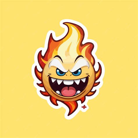 Premium Vector | Angry evil fire emoji sticker vector image