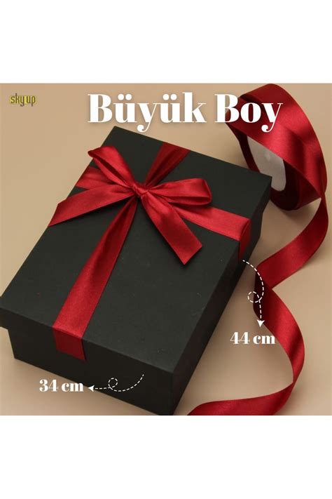 Sky Up Büyük Boy Tekli Siyah Sert Kırmızı Kurdeleli Kutu Fiyatı