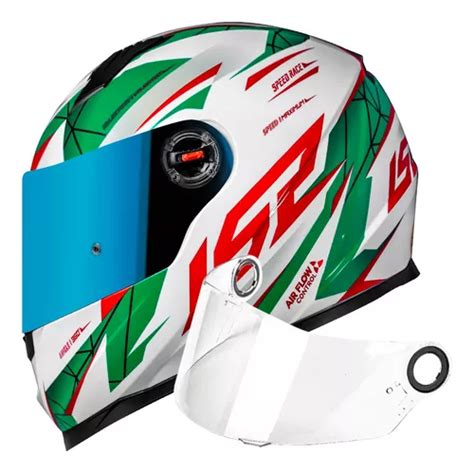 Capacete Ls Ff Classic Draze Verde Vm Branco Viseira Parcelamento