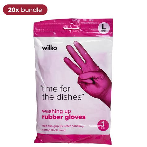 Wilko Large Rubber Washing Up Gloves Case Of 20 Wilko