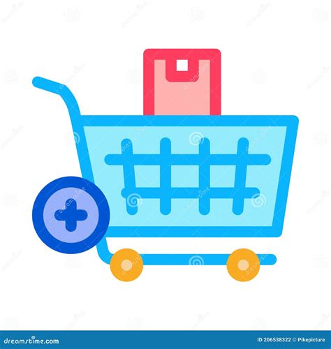 Buying Products And Adding In Market Cart Color Icon Vector