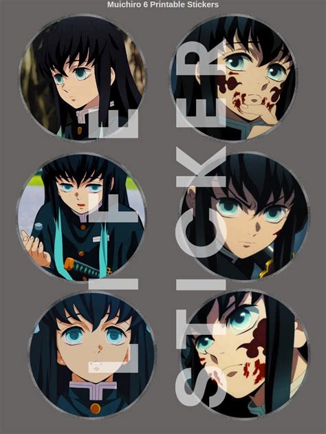 Demon Slayer Muichiro Tokito 6 Printable Stickers Etsy