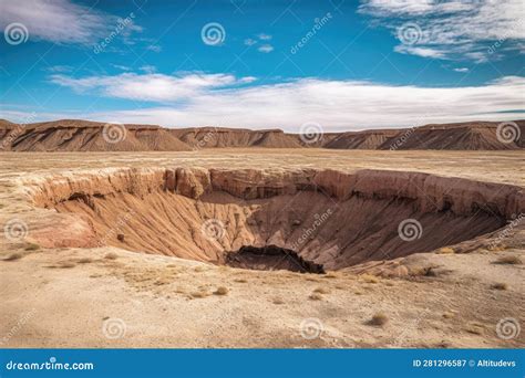 Eroded Meteor Impact Crater Over Time Stock Illustration - Illustration ...