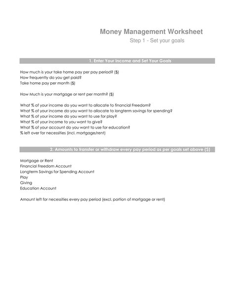 Free Printable Money Management Worksheet Templates Pdf Word