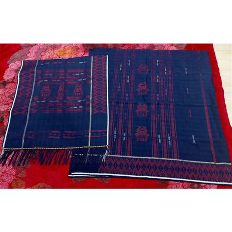 Jual Set Sutra Benang Ratus Motif Rumah Adat Warna Ketan Atau Abu2 Tua