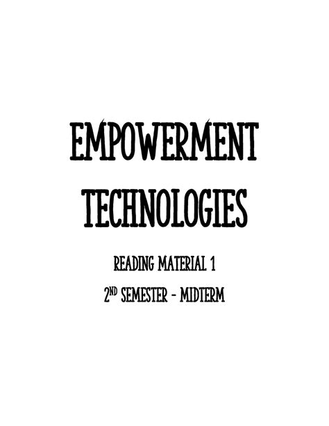 Etech L1 EMPOWERMENT TECHNOLOGIES READING MATERIAL 1 2 Nd Semester