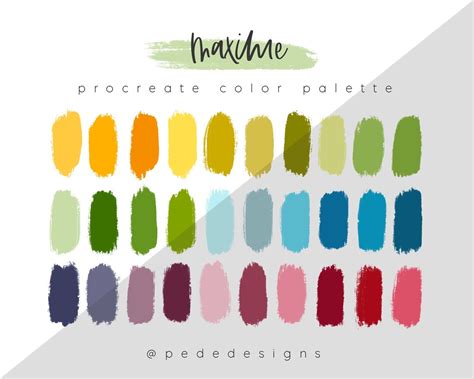 Maxime Procreate Color Palette Color Swatches Ipad Etsy In