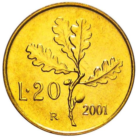 2001 20 Lire Italia Rama De Quercus Mynumi