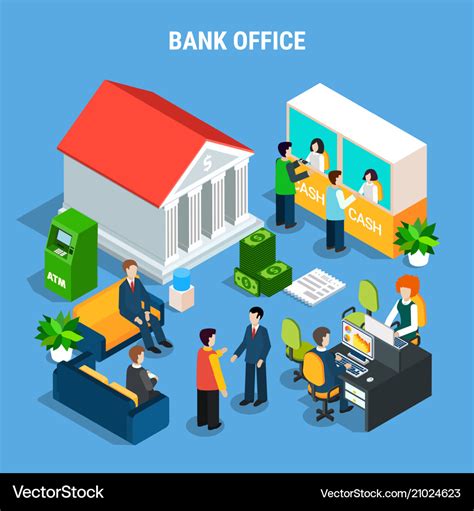 Banking Office Isometric Composition Royalty Free Vector