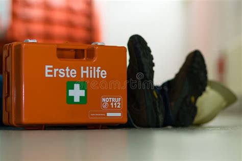 First Aid After An Accident At Work Stock Photo Image Of Help Lying