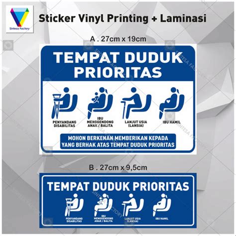 Jual P 14 Stiker Tempat Duduk Prioritas Stiker Ibu Hamil Lansia