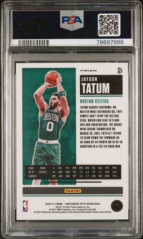 Panini Contenders Optic Black Pandora Jayson Tatum Psa Ebay