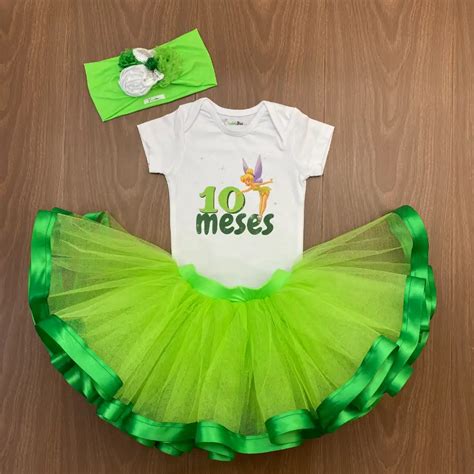 Set De Vincha Tutu Y Mameluco Verde De Campanita Faviola D Az