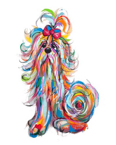 Shih Tzu On Canvas Our Bestselling Giclee Whimsical Dog Art Etsy