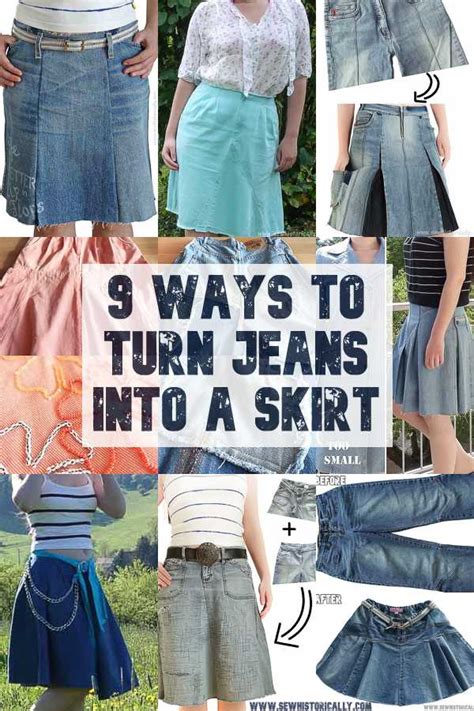 Creative Ways To Turn Jeans Into A Skirt Sew Historically