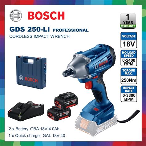 Bosch Gds 250 Li Cordless Impact Wrench 18v 250nm Gds250 Li Gds 250 Li