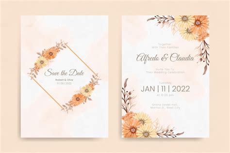 Diseño floral elegante de la invitación de la boda del dibujo de la