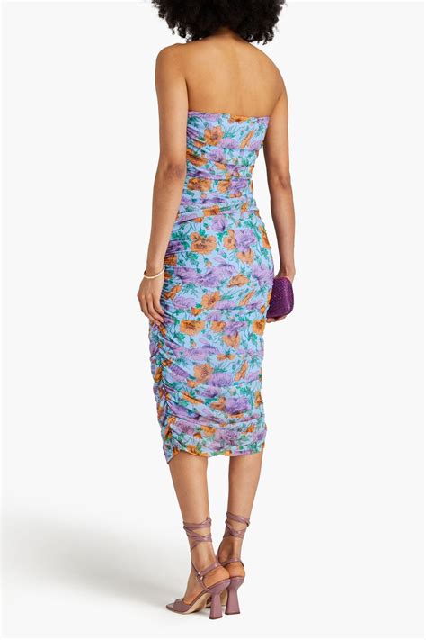 VERONICA BEARD Quiana Strapless Floral Print Tulle Midi Dress THE OUTNET