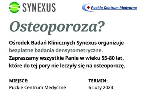 Bezp Atne Badanie Pod K Tem Osteoporozy Luty Puckie Centrum