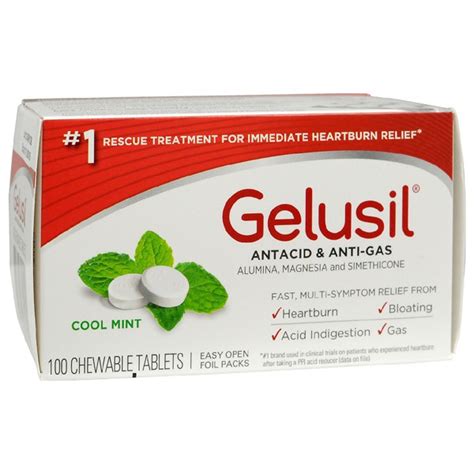 Gelusil Anti-Gas And Heartburn Relief Antacid Chewable Tablets Cool ...