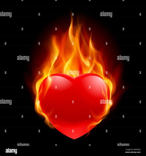 Burning Heart. Illustration for design on black background Stock Photo ...