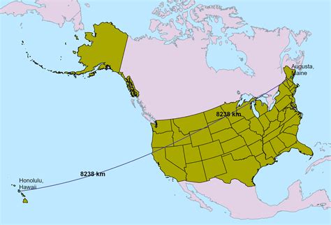 Distance from Augusta, Maine to Honolulu, Hawaii compared to the ...