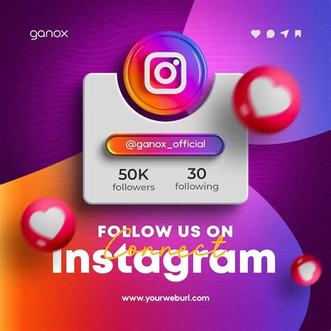 Premium Psd Follow Us On Instagram Social Media Post 3d Render Banner