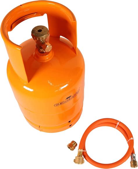 GARDINGER Set befüllbare 2 kg Gasflasche orange mit Kragen Propan Butan