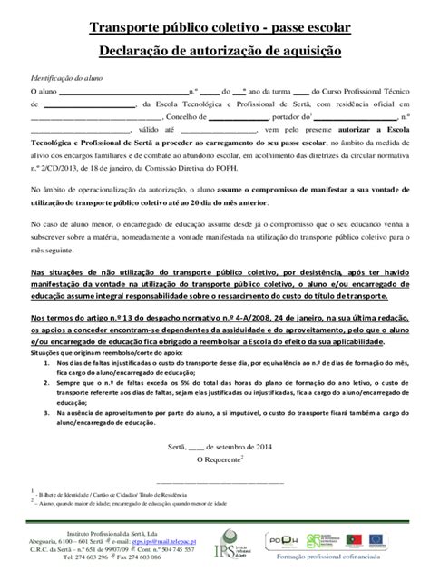 Fillable Online Declarao De Autorizao Do Responsvel Do Estudante Lei