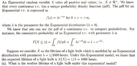 Solved An Exponential Random Variable X Takes All Positive Chegg