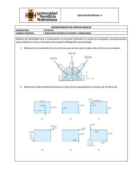 PDF GUIA De Estatica Reduccion Fuerzas Y Armaduras DOKUMEN TIPS