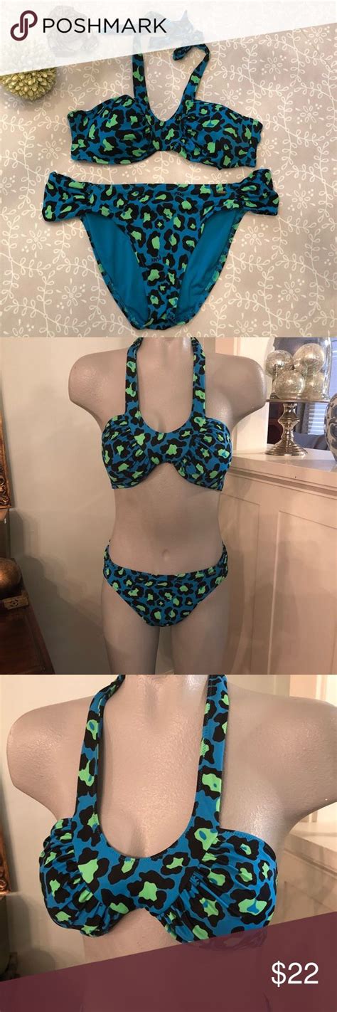 Victoria Secret Blue Cheetah Print Bikini Swimsuit Cheetah Print