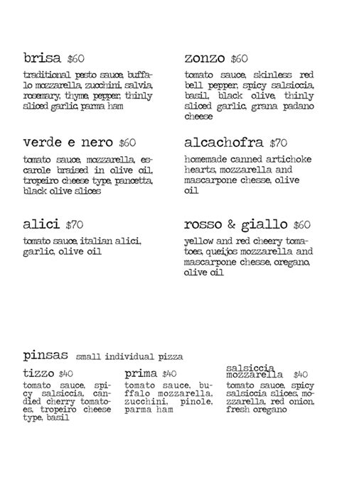 PICCO MENU Picco