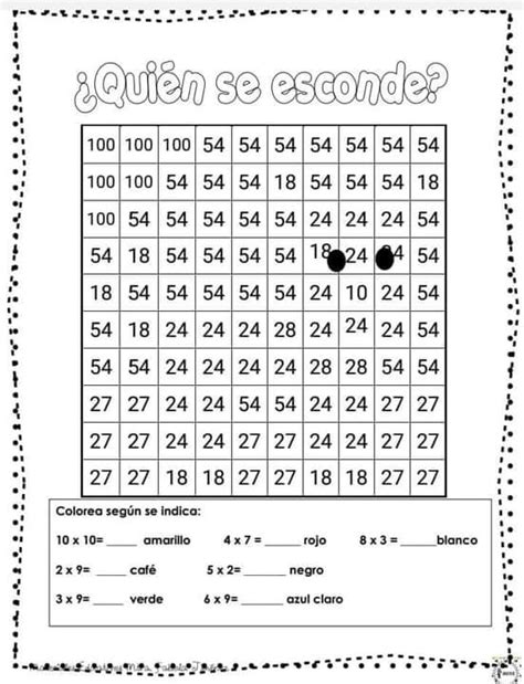 Fichas De Matem Tica Qui N Se Esconde Multiplicaci N Para Ni Os