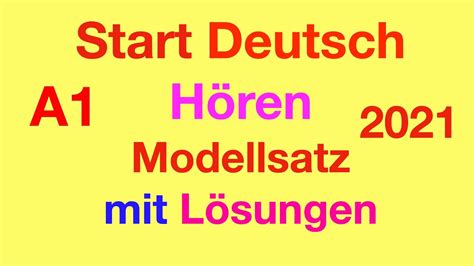 Start Deutsch I A1 Hören I Neu Modellsatz mit Lösungen YouTube