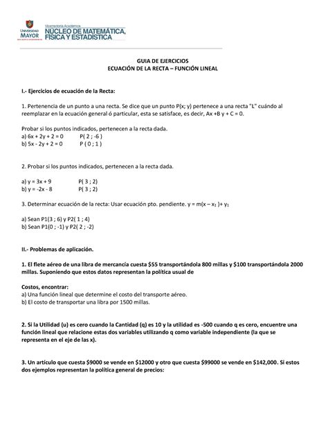 GUIA Complementaria DE EcuacióN Lineal Y FuncióN Lineal GUIA DE