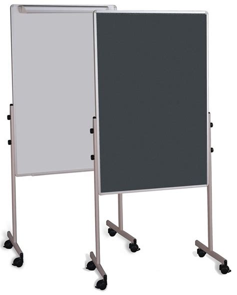 Mobile Notice Board With Magnetic Dry Wipe Surface And Felt Pin Board