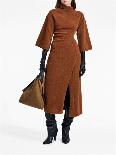 Proenza Schouler Turtleneck Wool Blend Midi Dress Brown Farfetch