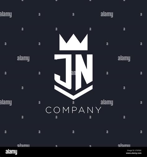 Jn Logo With Shield And Crown Initial Monogram Logo Design Ideas Stock