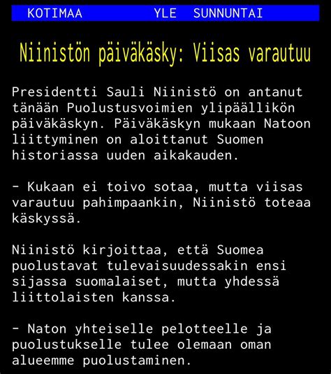 Reima Kokkonen on Twitter Niinistön päiväkäsky ja upseerille ukrainan