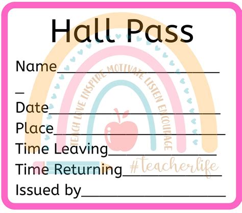 Downloadable Hall Pass Digital File Hall Pass Teacher Needs Etsy