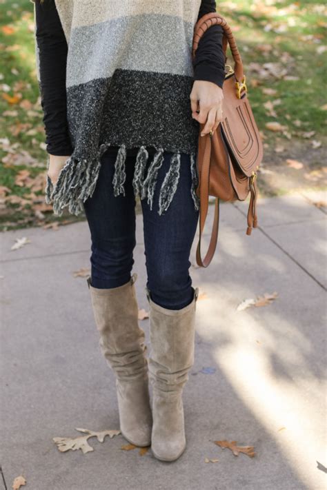 Colorblock Fringe Poncho Brightontheday